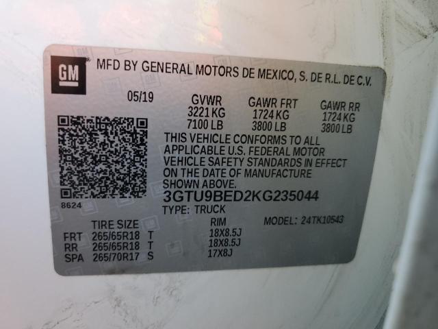 3GTU9BED2KG235044 GMC Sierra K1500 Sle