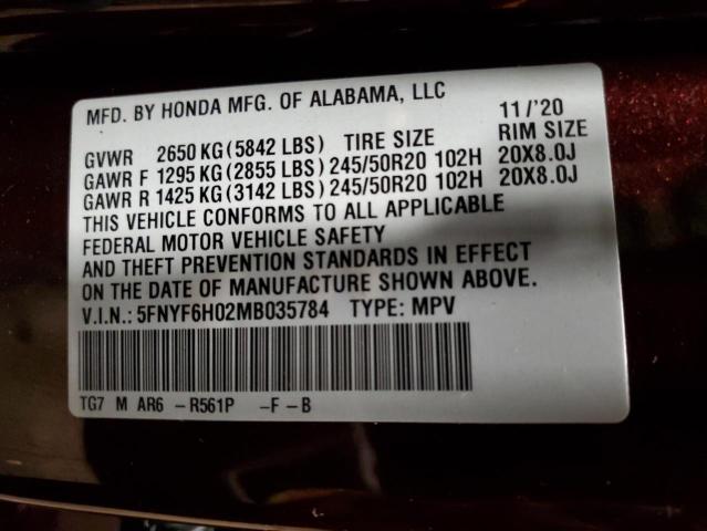 5FNYF6H02MB035784 Honda Pilot Elite