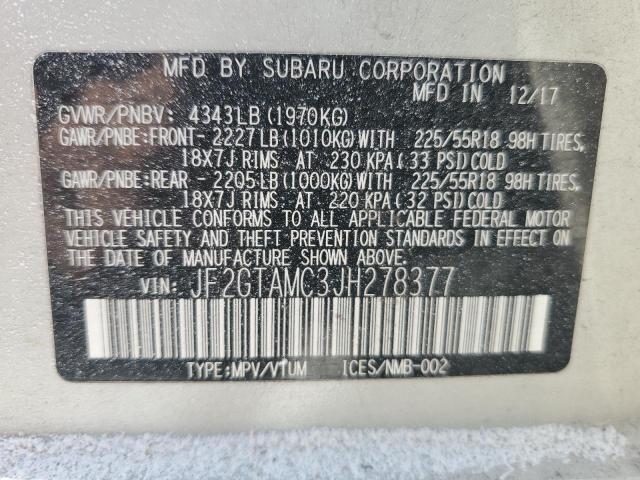 JF2GTAMC3JH278377 Subaru Crosstrek Limited