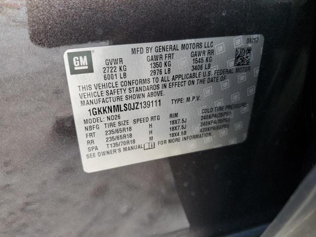 1GKKNMLS0JZ139111 GMC Acadia Slt-1
