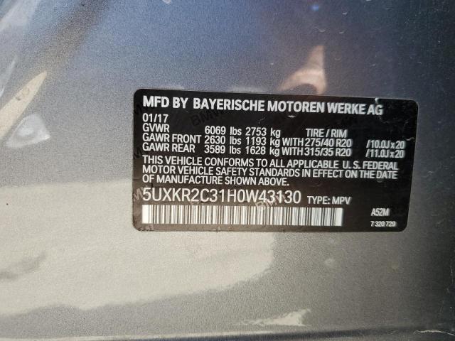 5UXKR2C31H0W43130 BMW X5 Sdrive35i