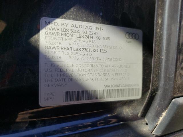 WA18NAF42JA063708 Audi A4 Allroad Premium Plus
