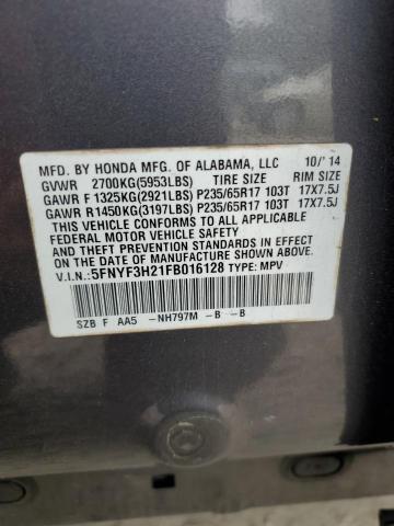5FNYF3H21FB016128 Honda PILOT LX