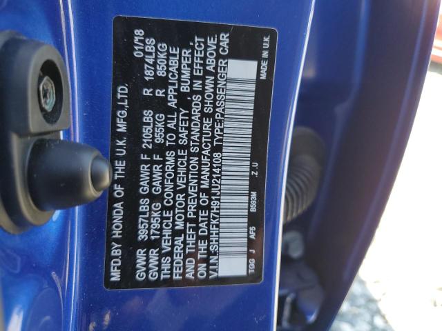 SHHFK7H91JU214108 Honda Civic Sport Touring