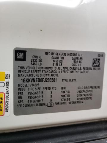 1GKKVNED0FJ288581 GMC ACADIA SLE
