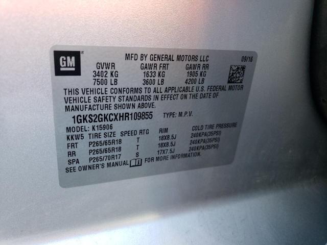 1GKS2GKCXHR109855 GMC Yukon Xl K1500 Slt