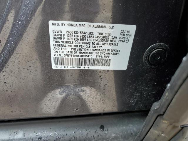 5FNYF6H0XJB035110 Honda Pilot Elite