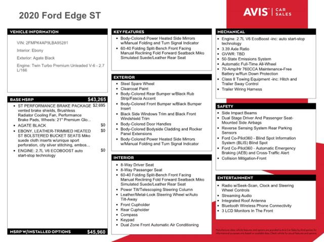 2FMPK4AP9LBA95281 Ford EDGE ST