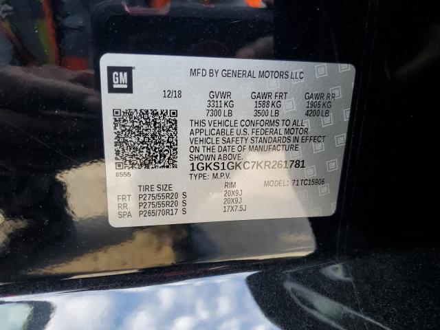 1GKS1GKC7KR261781 GMC Yukon Xl C1500 Slt