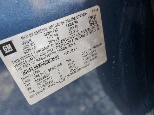 2GKFLSEK5G6262593 GMC Terrain Sle