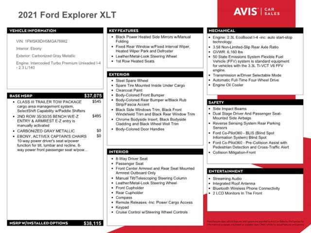 1FMSK8DH5MGA78882 Ford EXPLORER XLT