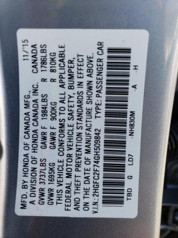 2HGFC2F74GH509842 Honda CIVIC EX