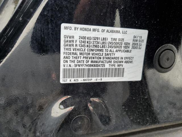 5FNYF7H59KB004725 Honda Passport Exl