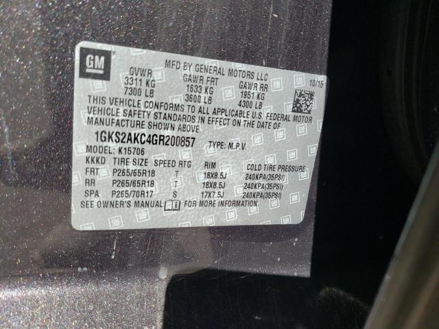 1GKS2AKC4GR200857 GMC YUKON SLE