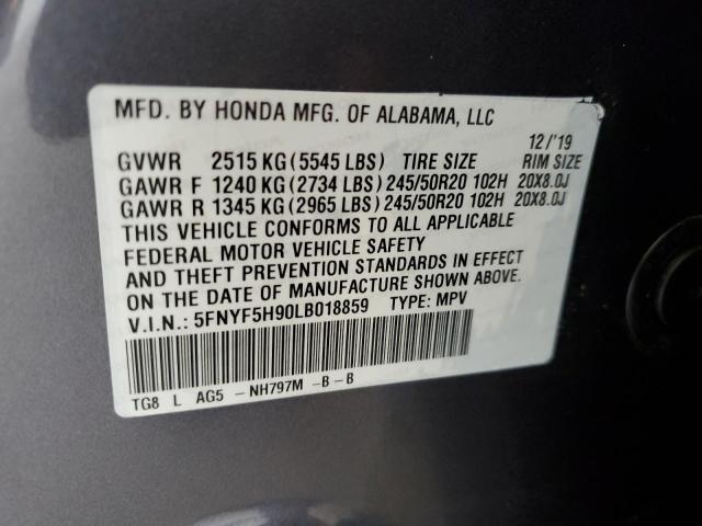 5FNYF5H90LB018859 Honda Pilot Touring