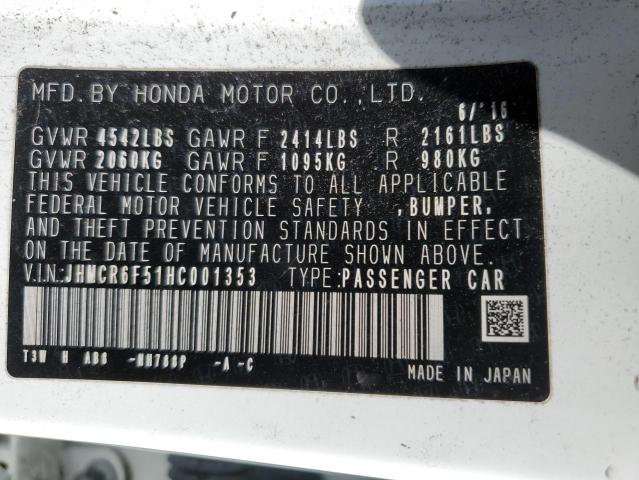 JHMCR6F51HC001353 Honda Accord Hybrid Exl