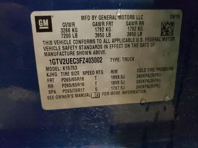 1GTV2UEC3FZ403002 GMC Sierra K1500 Sle