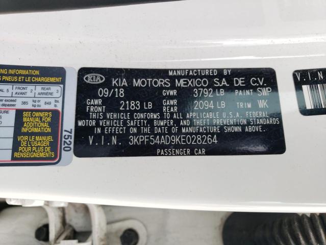 3KPF54AD9KE028264 KIA FORTE EX