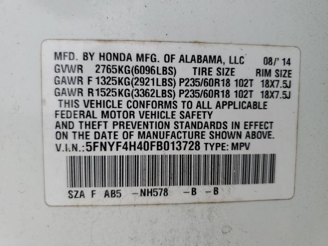 5FNYF4H40FB013728 Honda Pilot Ex