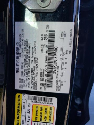 Auction sale of the 2020 Ford Fusion Titanium , vin: 3FA6P0D92LR193003, lot number: 172543593