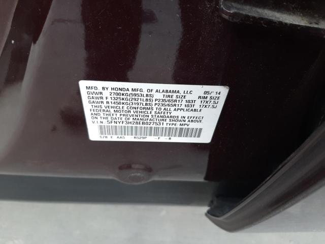 5FNYF3H28EB027531 Honda PILOT LX