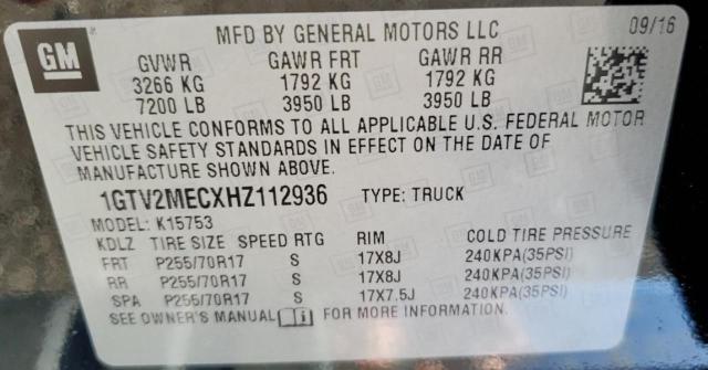 1GTV2MECXHZ112936 GMC Sierra K1500 Sle