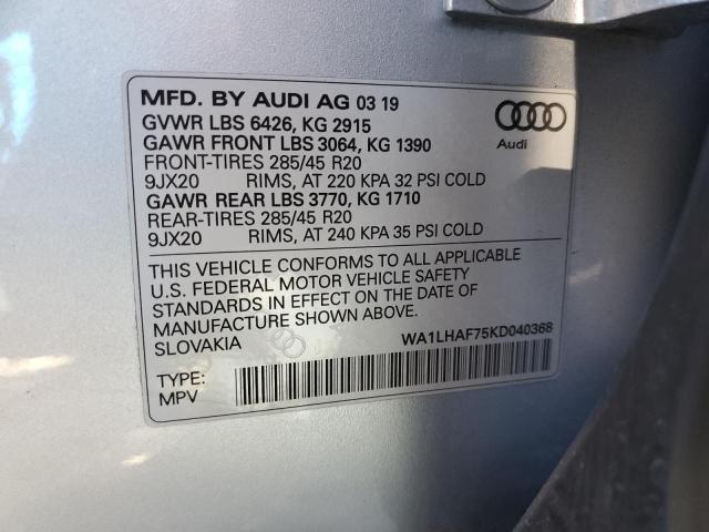 WA1LHAF75KD040368 Audi Q7 Premium Plus