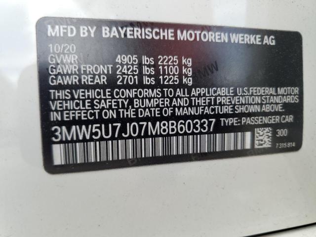 3MW5U7J07M8B60337 BMW M340I