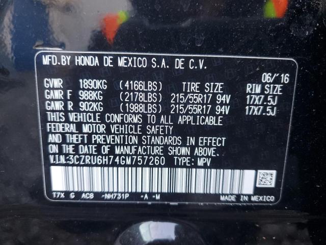 3CZRU6H74GM757260 Honda Hr-v Exl