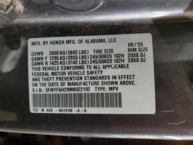 5FNYF6H29MB022192 Honda PILOT SE