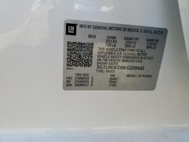 3GTU9DED0KG239542 GMC Sierra K1500 Slt