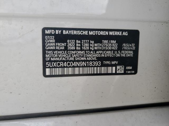 5UXCR4C04N9N18393 BMW X5 Sdrive 40i