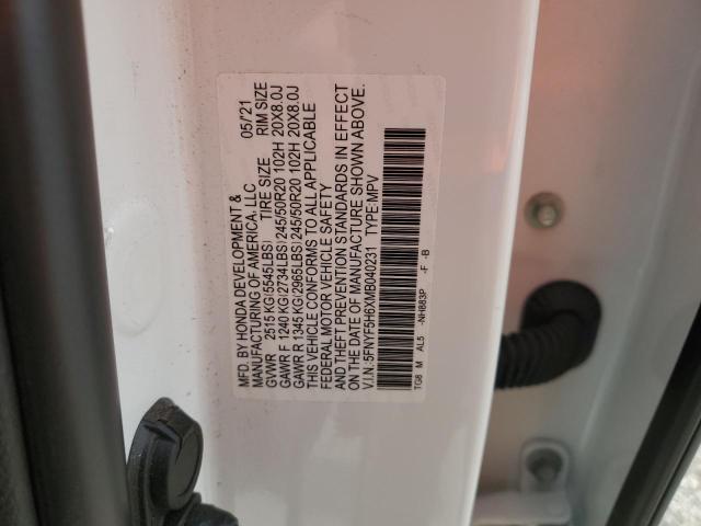 5FNYF5H6XMB040231 Honda Pilot Touring