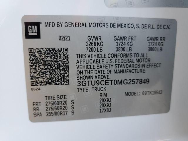 3GTU9CET0MG257849 GMC Sierra K1500 Elevation