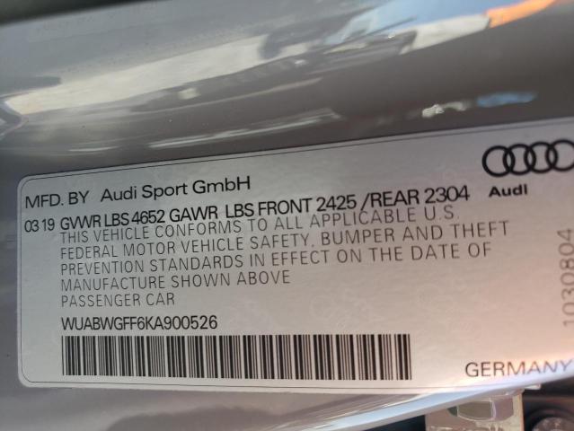 WUABWGFF6KA900526 Audi RS3