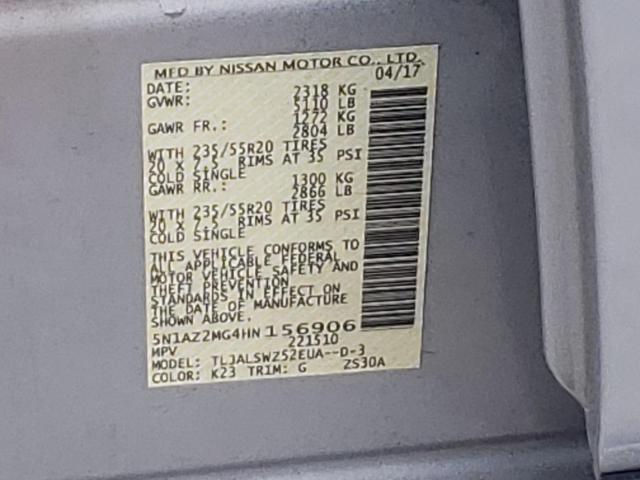 5N1AZ2MG4HN156906 Nissan MURANO S