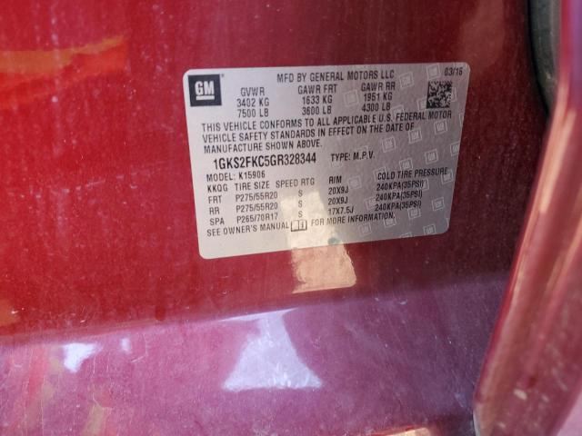 1GKS2FKC5GR328344 GMC Yukon Xl K1500 Sle