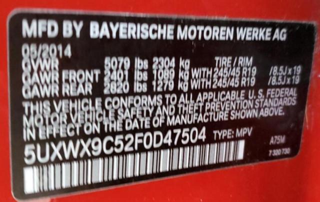 5UXWX9C52F0D47504 BMW X3 Xdrive28i