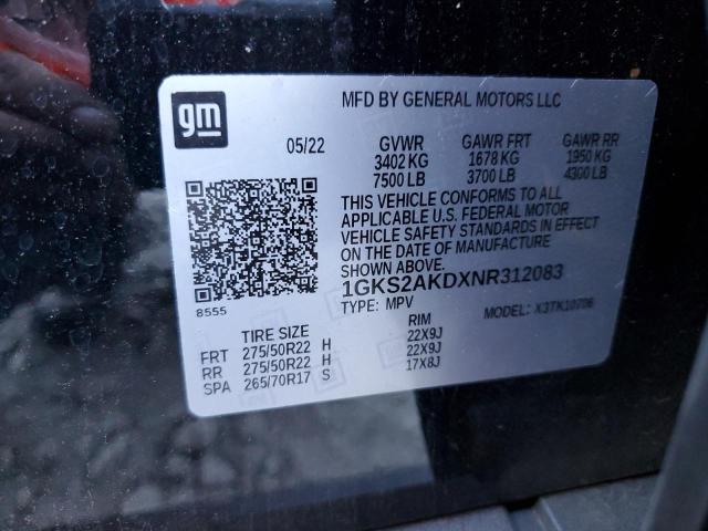 1GKS2AKDXNR312083 GMC YUKON SLE