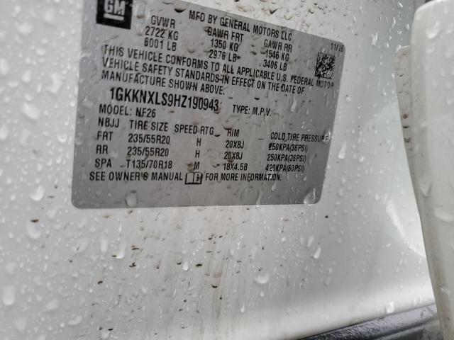 1GKKNXLS9HZ190943 GMC Acadia Denali