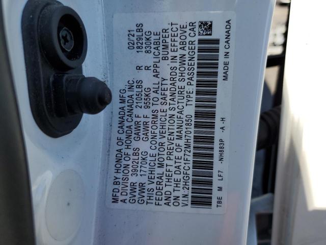 2HGFC1F72MH701850 Honda CIVIC EXL