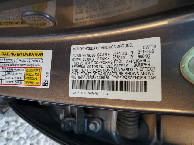 1HGCV1F38KA135750 Honda Accord Sport