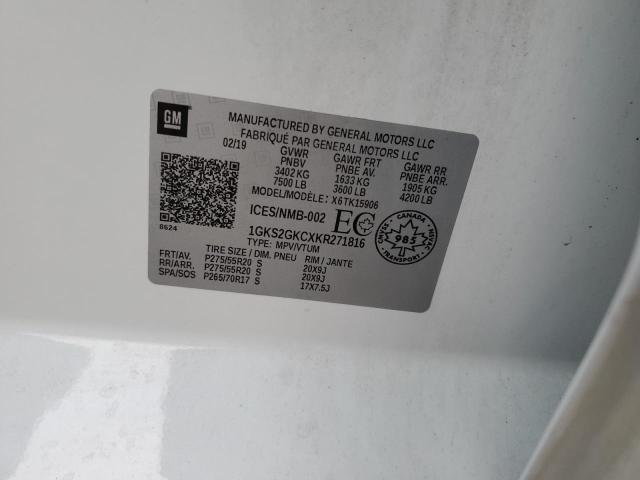 1GKS2GKCXKR271816 GMC Yukon Xl K1500 Slt