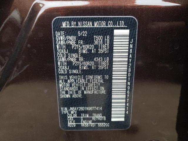 JN8AY2BD1N9677414 Nissan Armada Sl