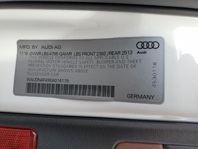 WAUDNAF49KA014119 Audi A4 PREMIUM