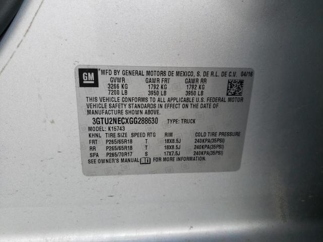3GTU2NECXGG288630 GMC Sierra K1500 Slt