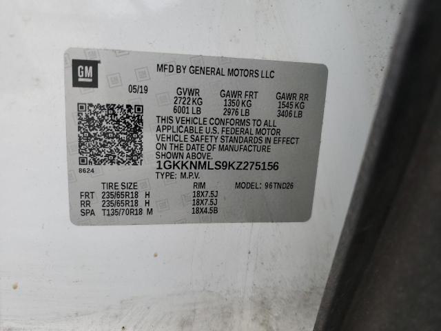1GKKNMLS9KZ275156 GMC Acadia Slt-1