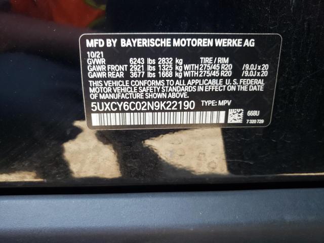 5UXCY6C02N9K22190 BMW X6 Xdrive40i