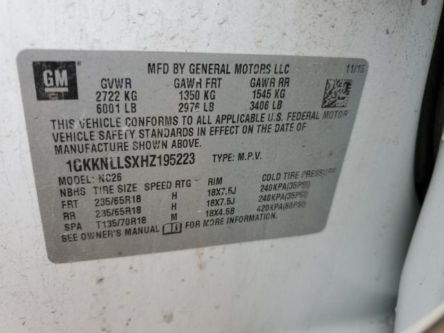 1GKKNLLSXHZ195223 GMC ACADIA SLE