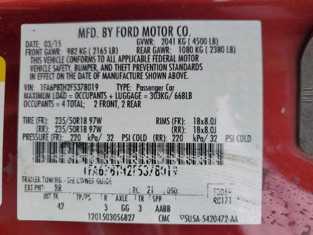 1FA6P8TH2F5378019 Ford Mustang